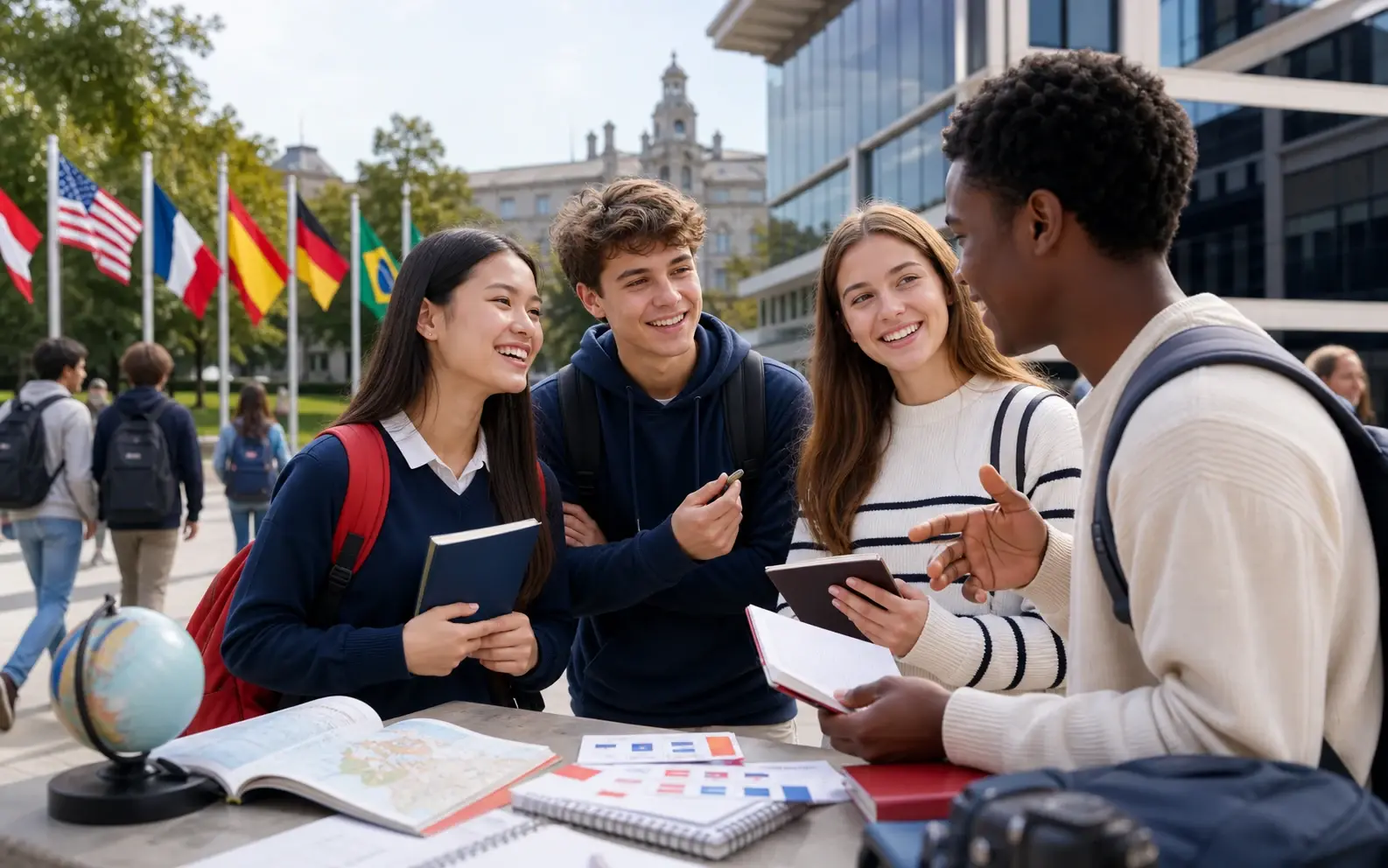 World Language Explorer öğrencileri İngiltere'de grup çalışmasında