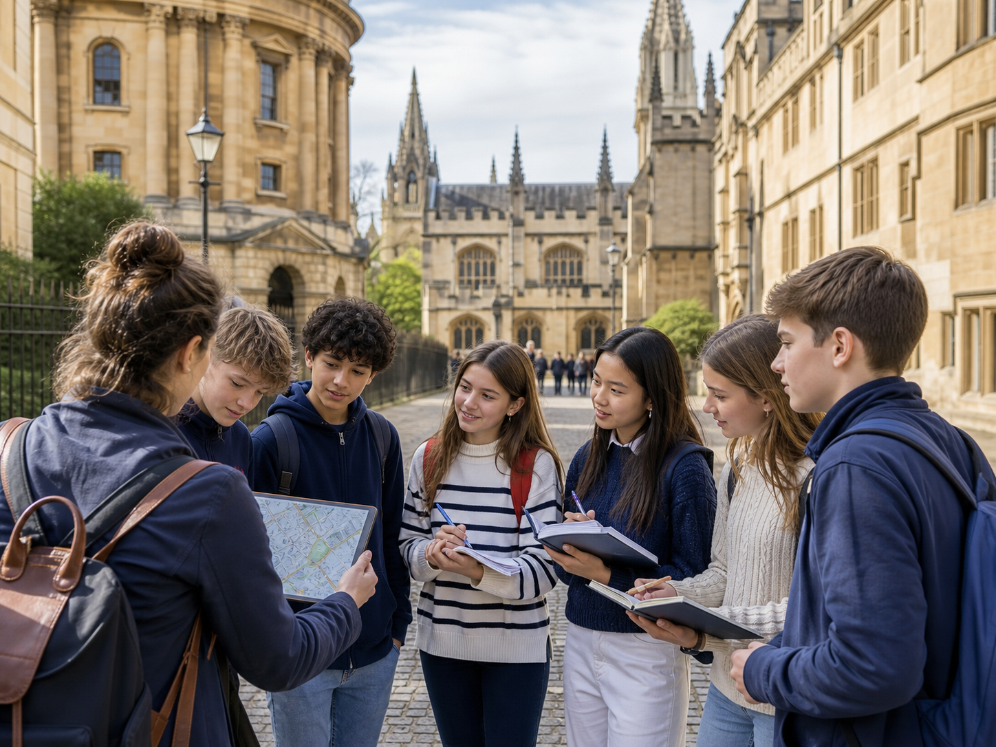 World Language Explorer öğrencileri tarihi bir İngiliz şehrinde kültür turunda